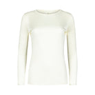 A long-sleeve Cream base layer T-shirt by Uwila Warrior, shown in a against a white background.