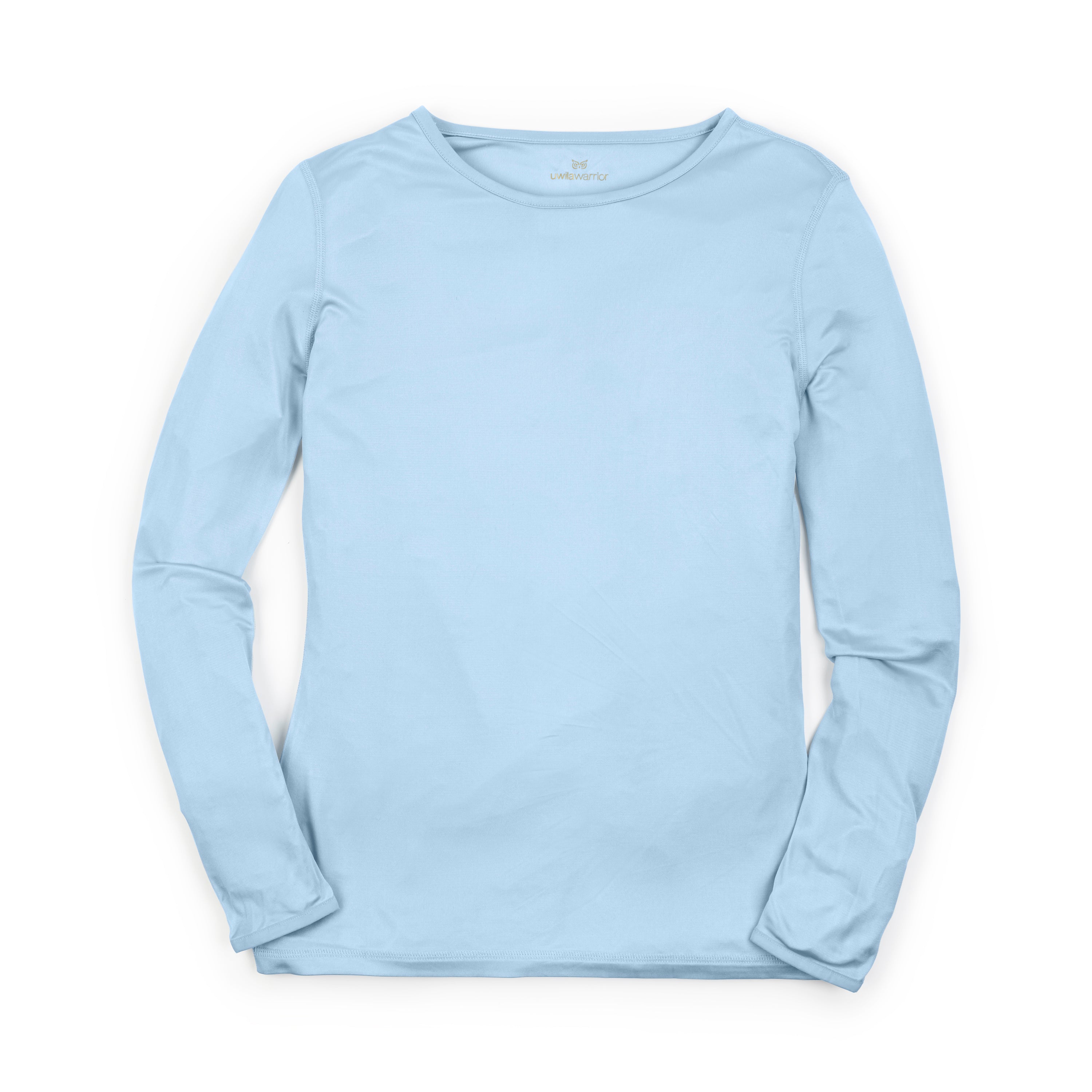 A long-sleeve Ice Blue base layer T-shirt by Uwila Warrior, shown against a white background.