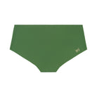A pair of kale soft seamless briefs with lace detailing white background.