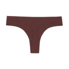 A chocolate soft seamless thong underwear on white background.