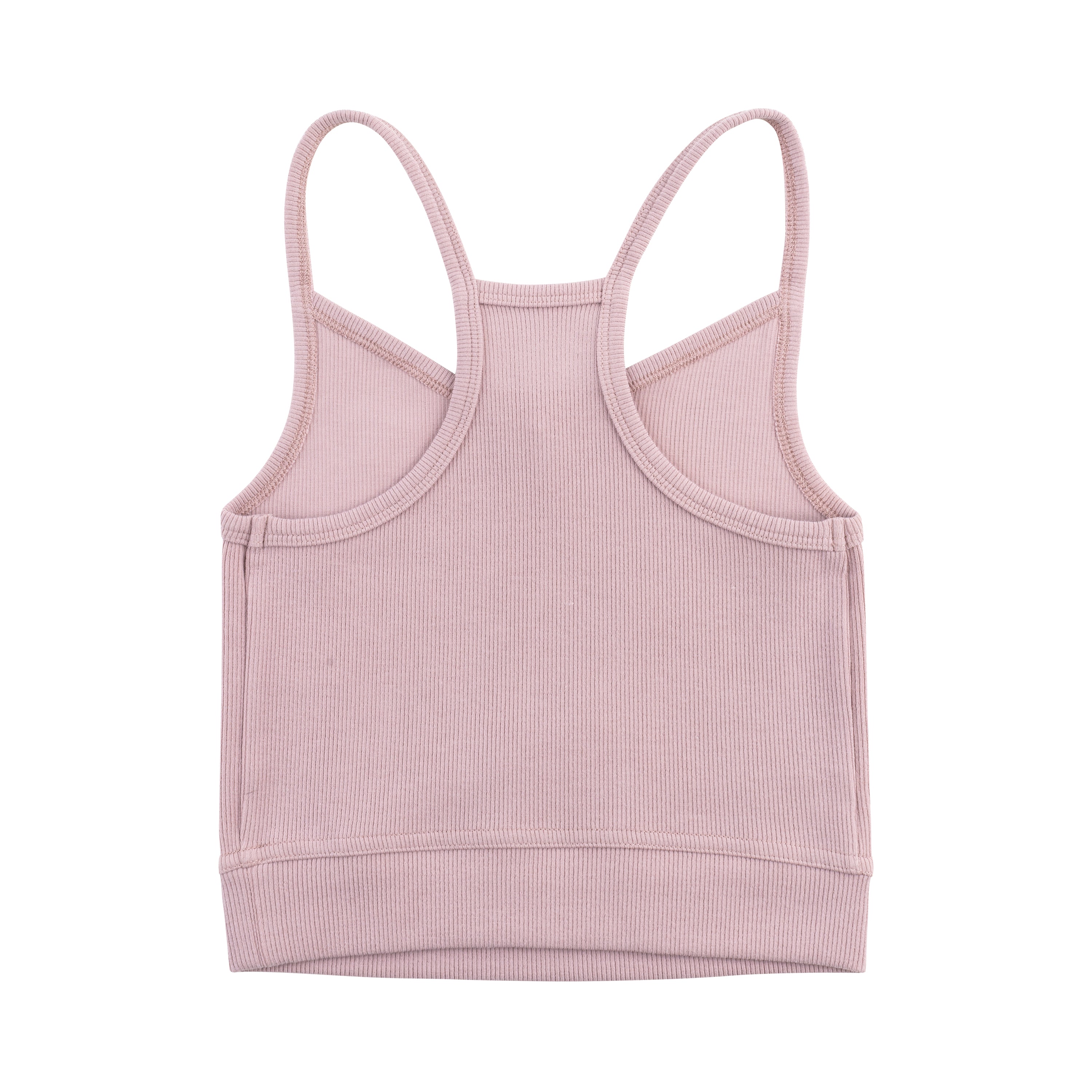 Nirvana  bralette with thin straps and a ribbed texture on white background.