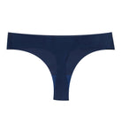 Dress Blue soft seamless thong underwear on white background.