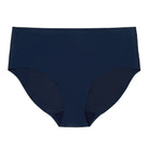 Model wearing the dress blue No-Brainer Brief against a white background