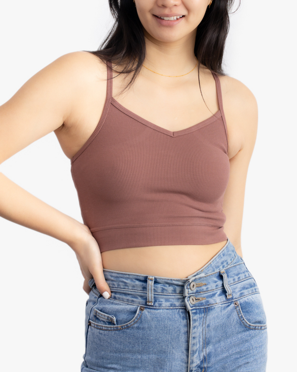 Braless Ribbed Cotton Tank