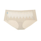 A pair of  smoke grey seamless bridal briefs with intricate lace detailing.