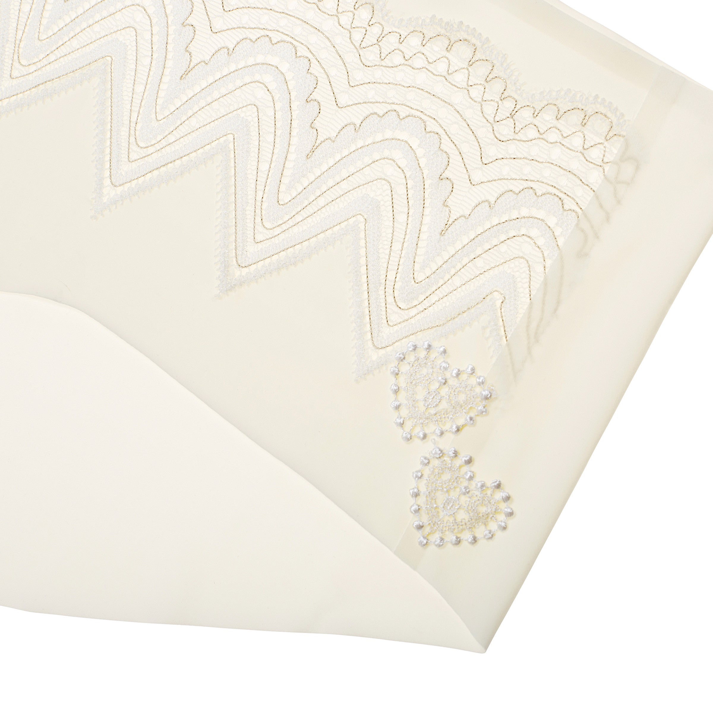 A pair of whisper white seamless bridal briefs with intricate lace detailing.
