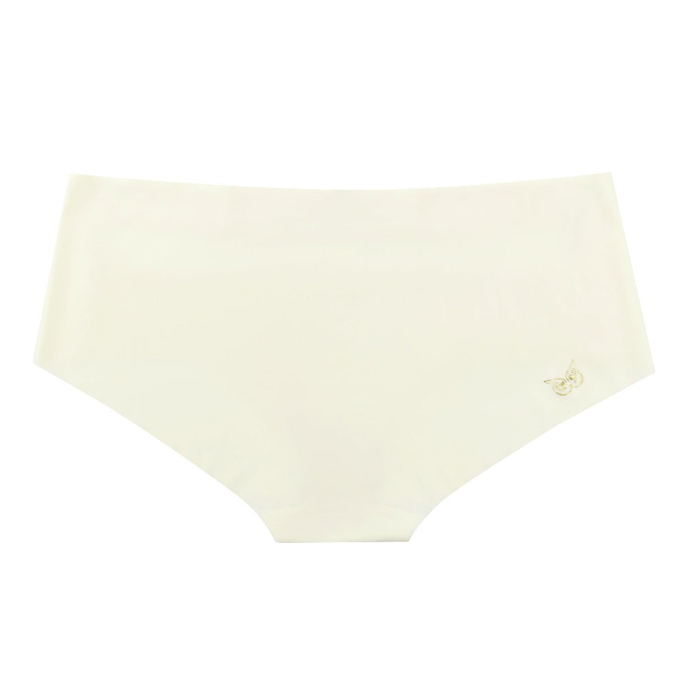 A pair of winter white soft seamless briefs with lace detailing white background.